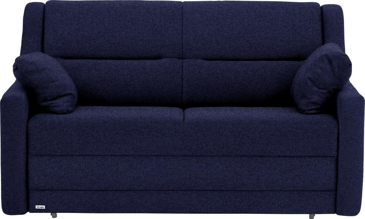 SCHLAFSOFA  mit Lederauswahl, Stoffauswahl, Schlafen auf Sitzhöhe, Hocker erhältlich, Rückenfutter Flachgewebe Blau  - Blau/Schwarz, KONVENTIONELL, Kunststoff/Textil (152/88/91cm) - Sedda