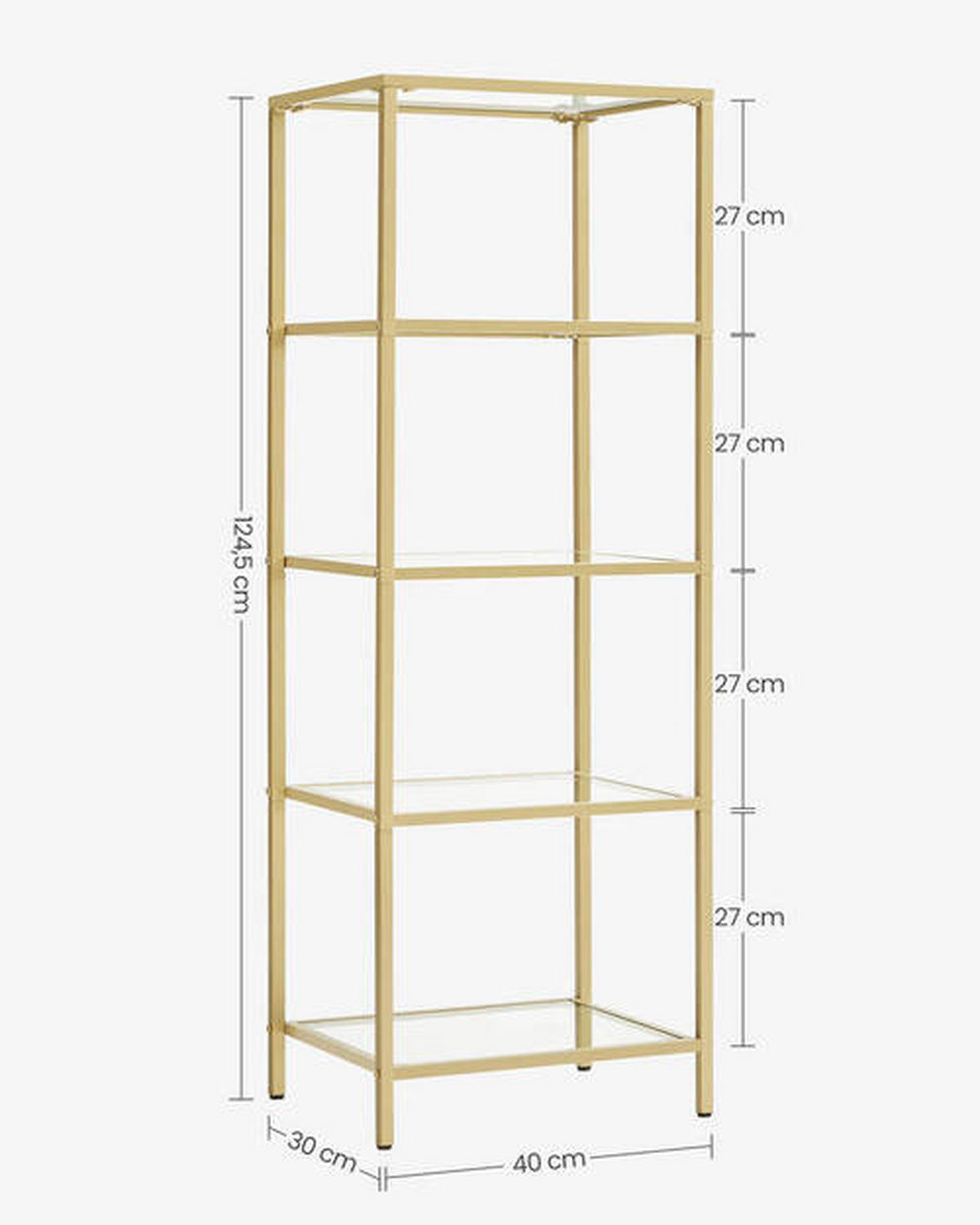 REGAL Goldfarben  - Goldfarben, Trend, Glas/Metall (40/124,5/30cm) - Boxxx