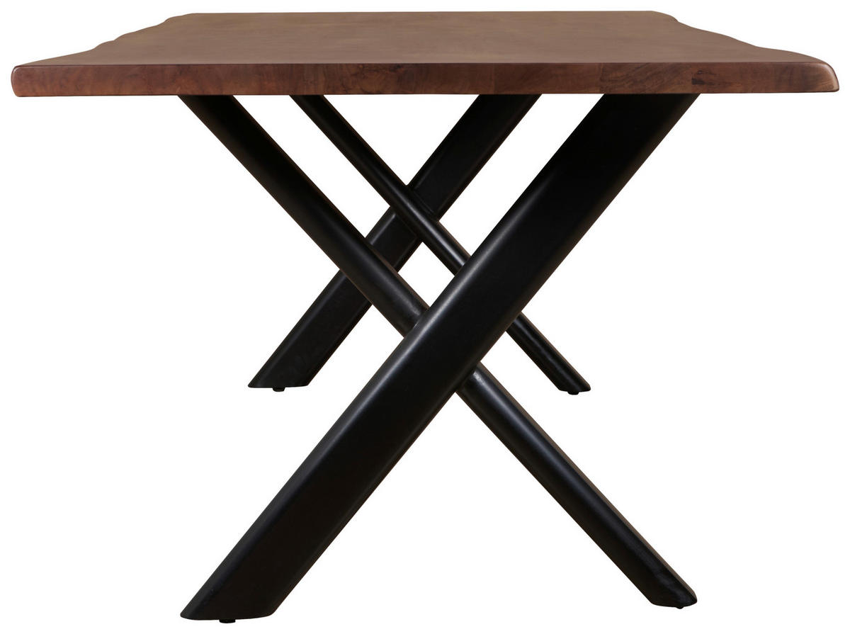 ESSTISCH in Holz, Metall 200/100/76 cm   - Walnussfarben/Schwarz, MODERN, Holz/Metall (200/100/76cm) - Livetastic