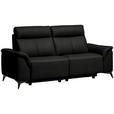 3-SITZER-SOFA  in Echtleder Schwarz   - Schwarz, Design, Leder/Metall (207/107/98cm) - Belluti
