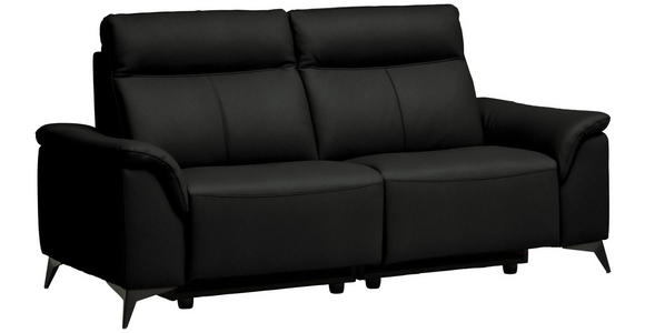 3-SITZER-SOFA  in Echtleder Schwarz   - Schwarz, Design, Leder/Metall (207/107/98cm) - Belluti