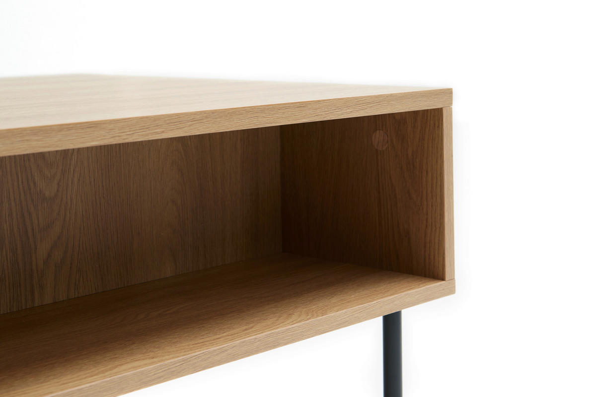 COUCHTISCH 110/60/42 cm rechteckig Eichefarben  - Eichefarben/Schwarz, Basics, Holzwerkstoff/Metall (110/60/42cm) - Boxxx
