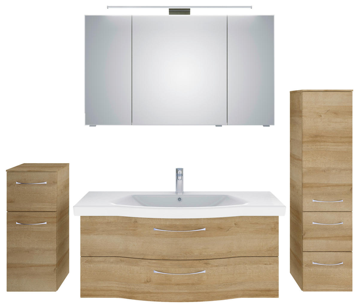 BADEZIMMER 5-teilig  in 182 cm  - Chromfarben/Eichefarben, KONVENTIONELL, Glas/Keramik (182cm) - Pelipal