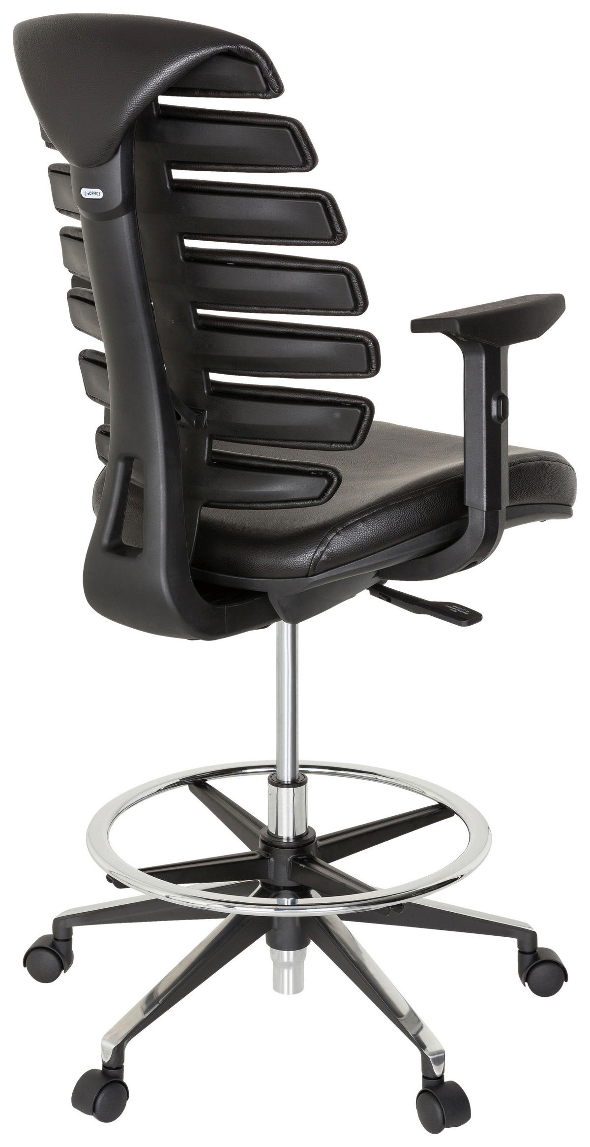 DREHSTUHL  in Lederlook Schwarz  - Schwarz/Alufarben, MODERN, Kunststoff/Textil (62/131/65cm) - MID.YOU