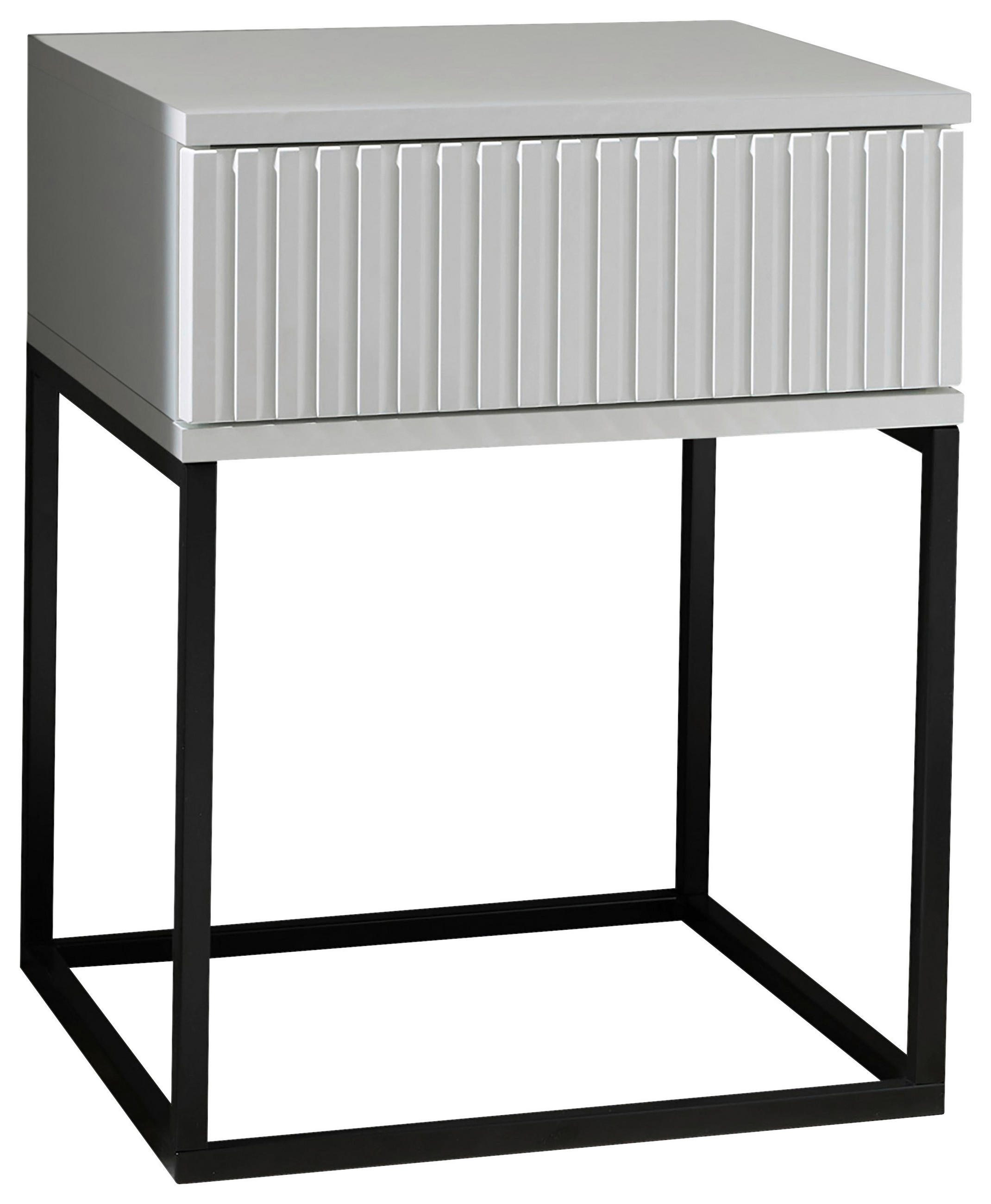 NACHTKÄSTCHEN 40/52/38,5 cm  in Schwarz, Weiß  - Schwarz/Weiß, MODERN, Holzwerkstoff/Metall (40/52/38,5cm) - Livetastic