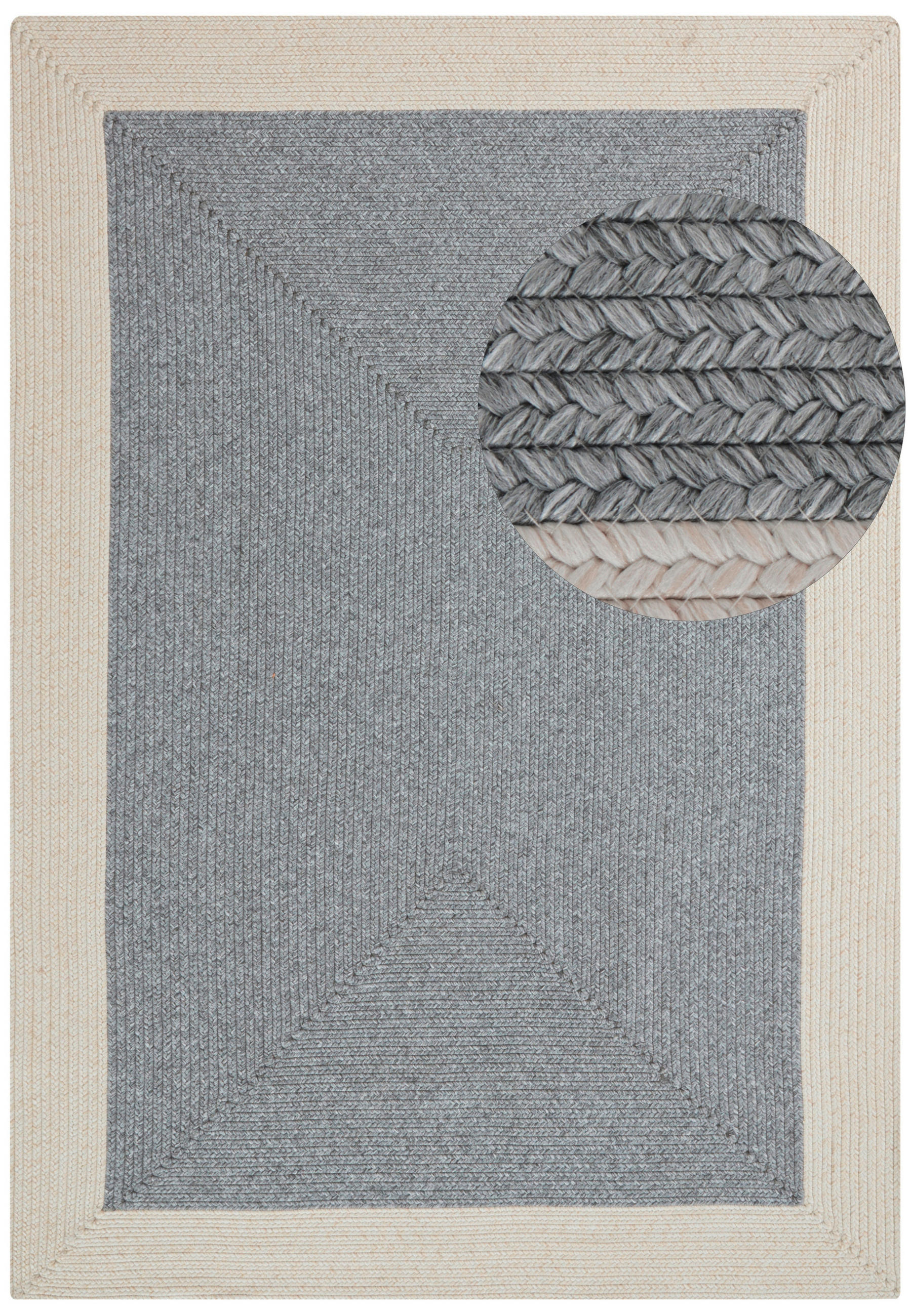 OUTDOORTEPPICH 80/150 cm Braided Creme, Grau  - Creme/Grau, Design, Kunststoff (80/150cm)
