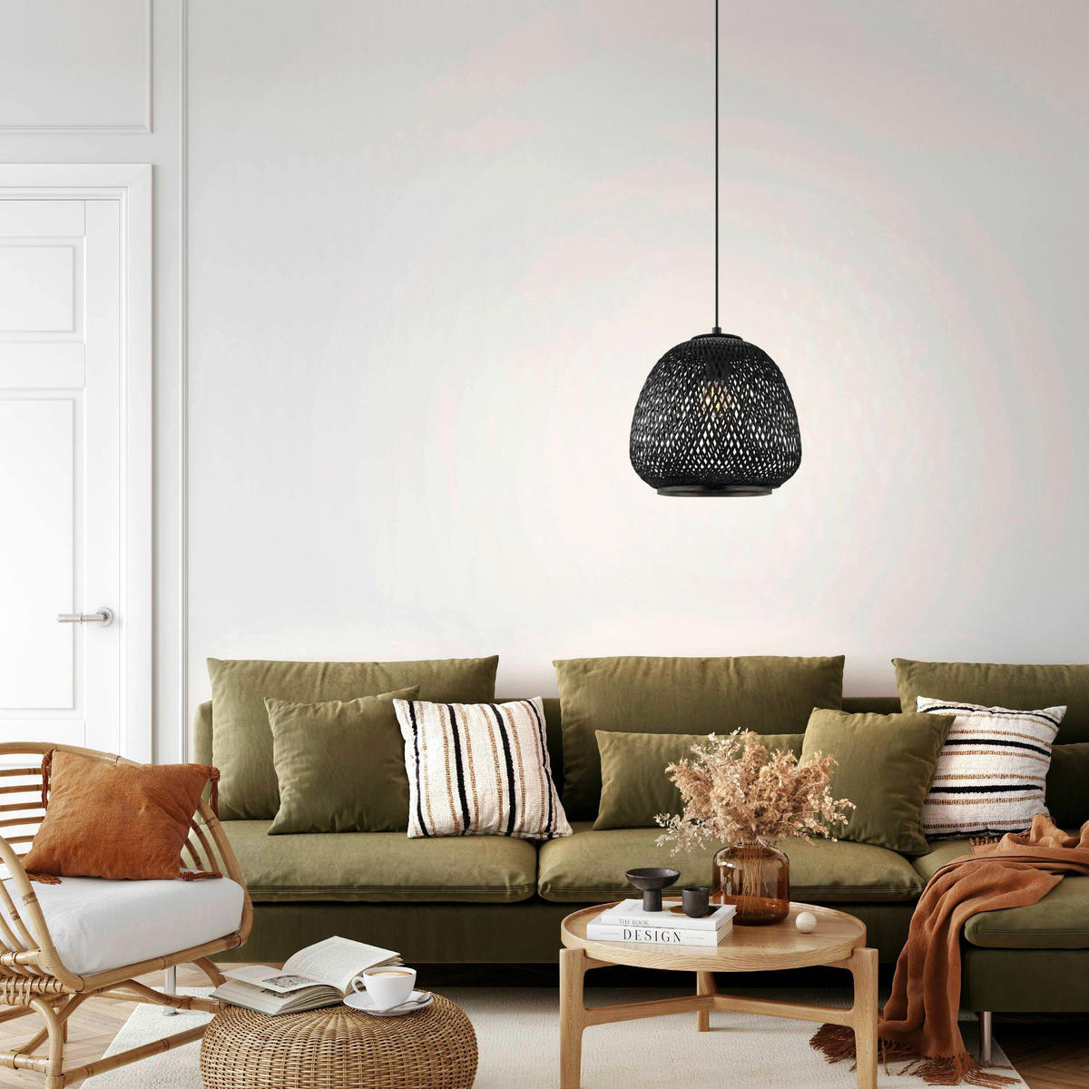 HÄNGLAMPA Dembleby 32/110 cm  - svart, Basics, metall/trä (32/110cm) - Eglo
