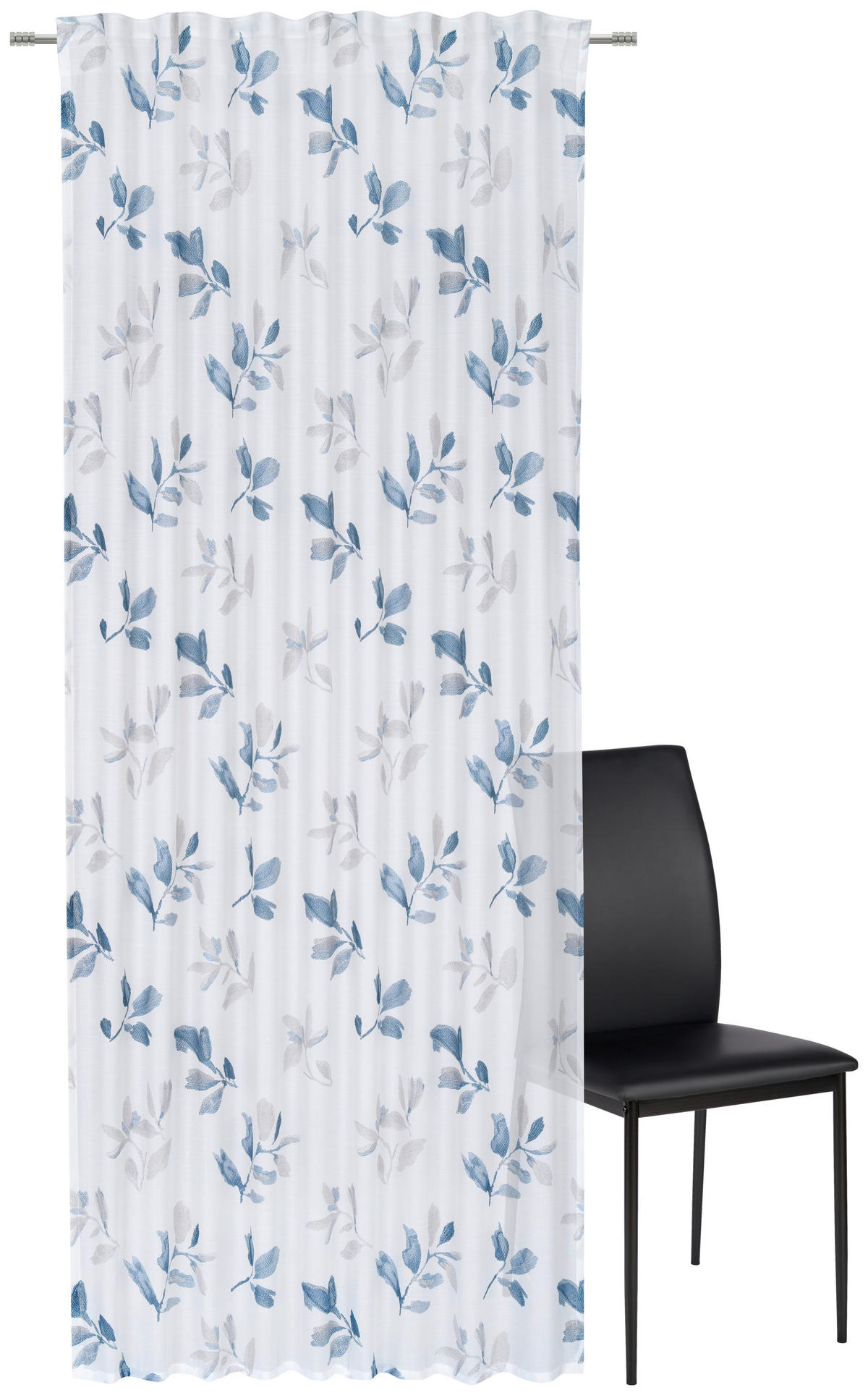 HOTOVÝ ZÁVĚS, poloprůhledné, 140/245 cm - šedá/tmavě modrá, Basics, textil (140/245cm) - Esposa