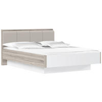 ÁGY 140/200 cm  tölgyfa színű, magasfényű fehér  - bézs/tölgyfa színű, Design, műanyag/faalapú anyag (140/200cm) - Xora