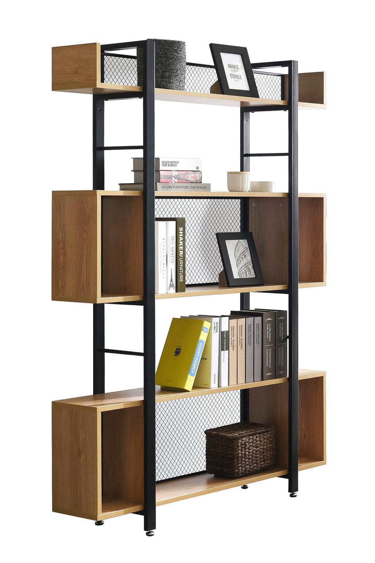 REGAL  120/180/30 cm Naturfarben, Schwarz  - Schwarz/Naturfarben, Design, Holzwerkstoff/Metall (120/180/30cm) - Livetastic