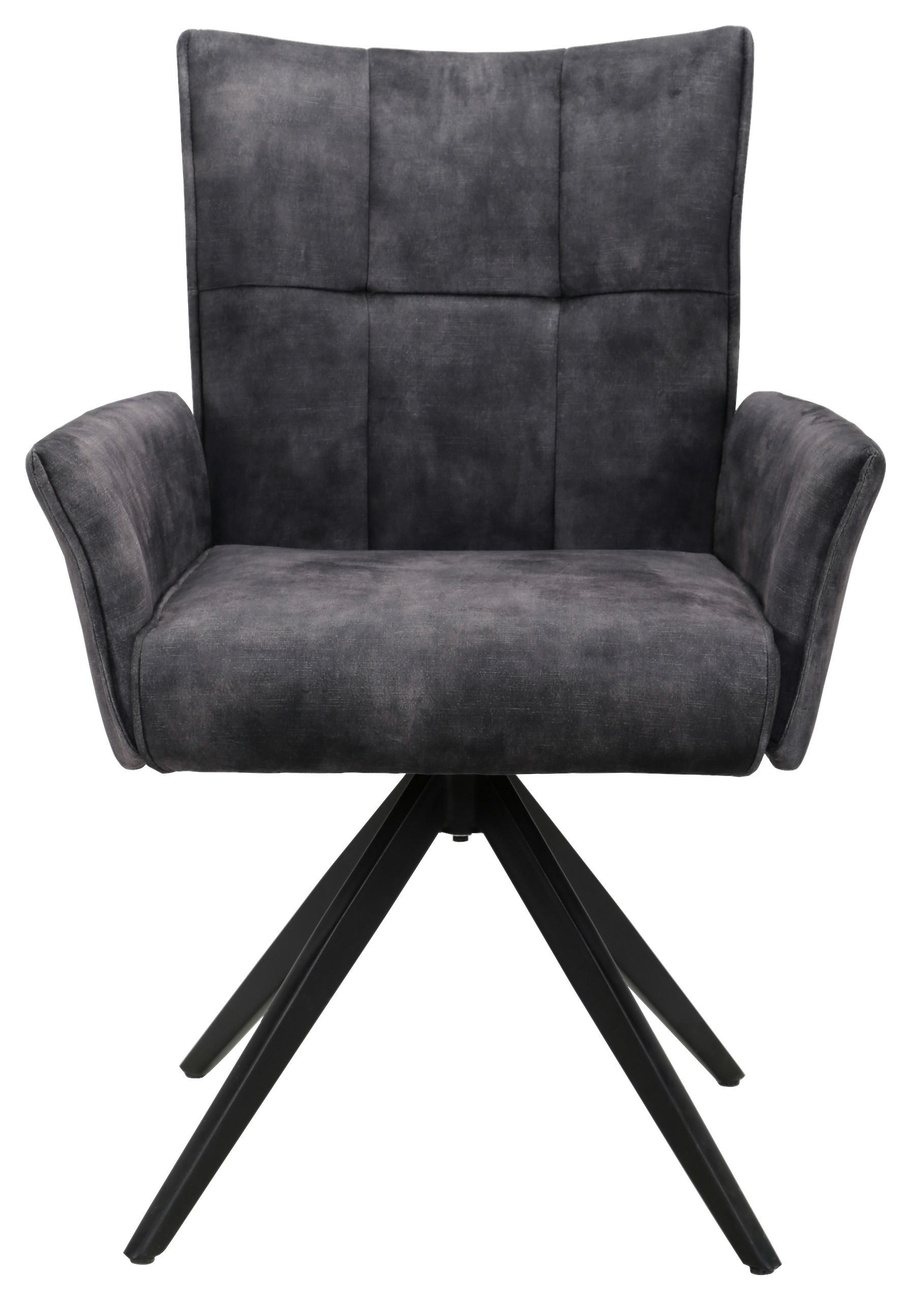 ARMLEHNSTUHL  in Eisen Samt  - Dunkelgrau/Schwarz, Design, Textil/Metall (62/92/66cm) - Hom`in