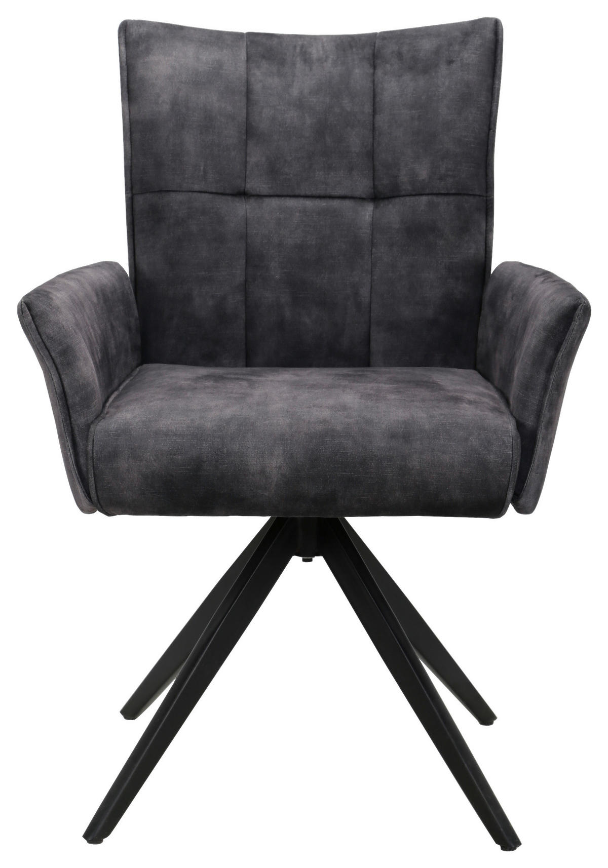 ARMLEHNSTUHL  in Eisen Samt  - Dunkelgrau/Schwarz, Design, Textil/Metall (62/92/66cm) - Hom`in