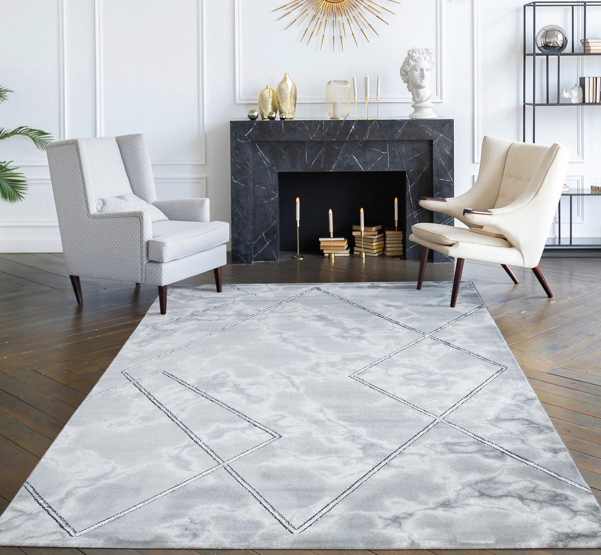 WEBTEPPICH 80/150 cm 38814 Silberfarben, Dunkelgrau  - Dunkelgrau/Silberfarben, LIFESTYLE, Textil (80/150cm) - Novel