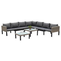 LOUNGEGARNITUR 200/200 cm Aluminium  - Beige, MODERN, Glas/Kunststoff (200/200cm) - Gardenson