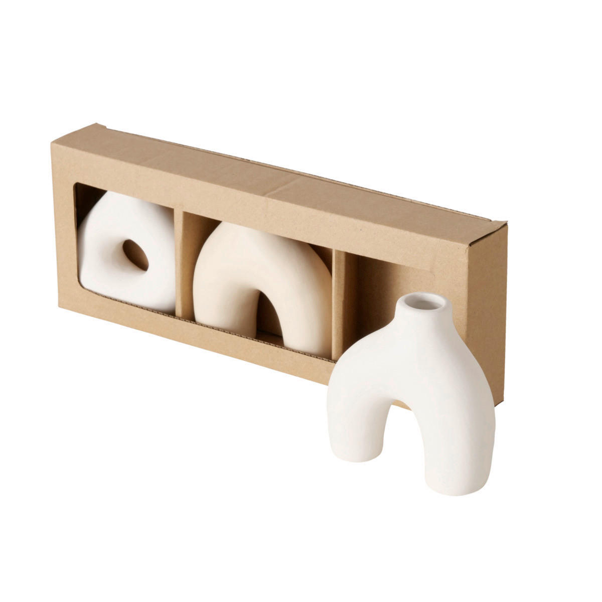 Boltze Home Vase Weiß, Beige 3.5x10x10 cm