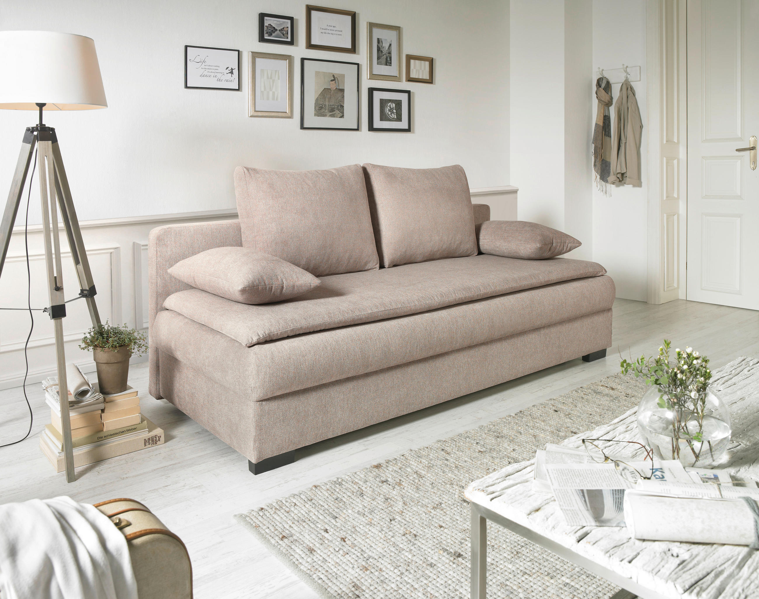 SCHLAFSOFA Webstoff Beige  - Beige/Schwarz, Design, Kunststoff/Textil (207/74-94/90cm) - Carryhome