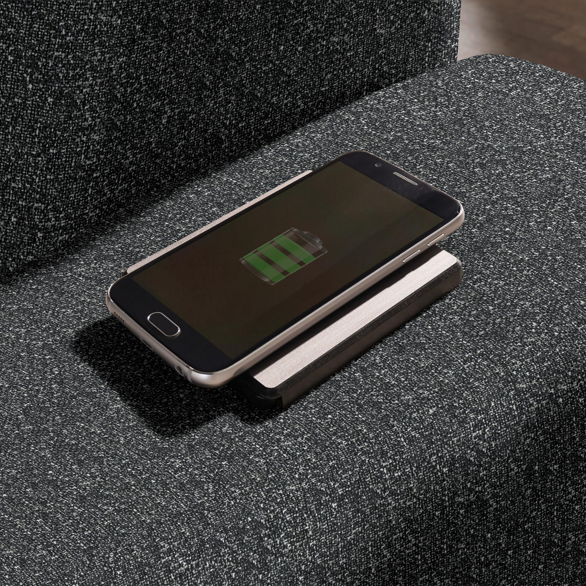 ECKSOFA  in Mikrovelours Anthrazit  288/205 cm  - Anthrazit/Alufarben, Design, Textil (288/205cm) - Sedda