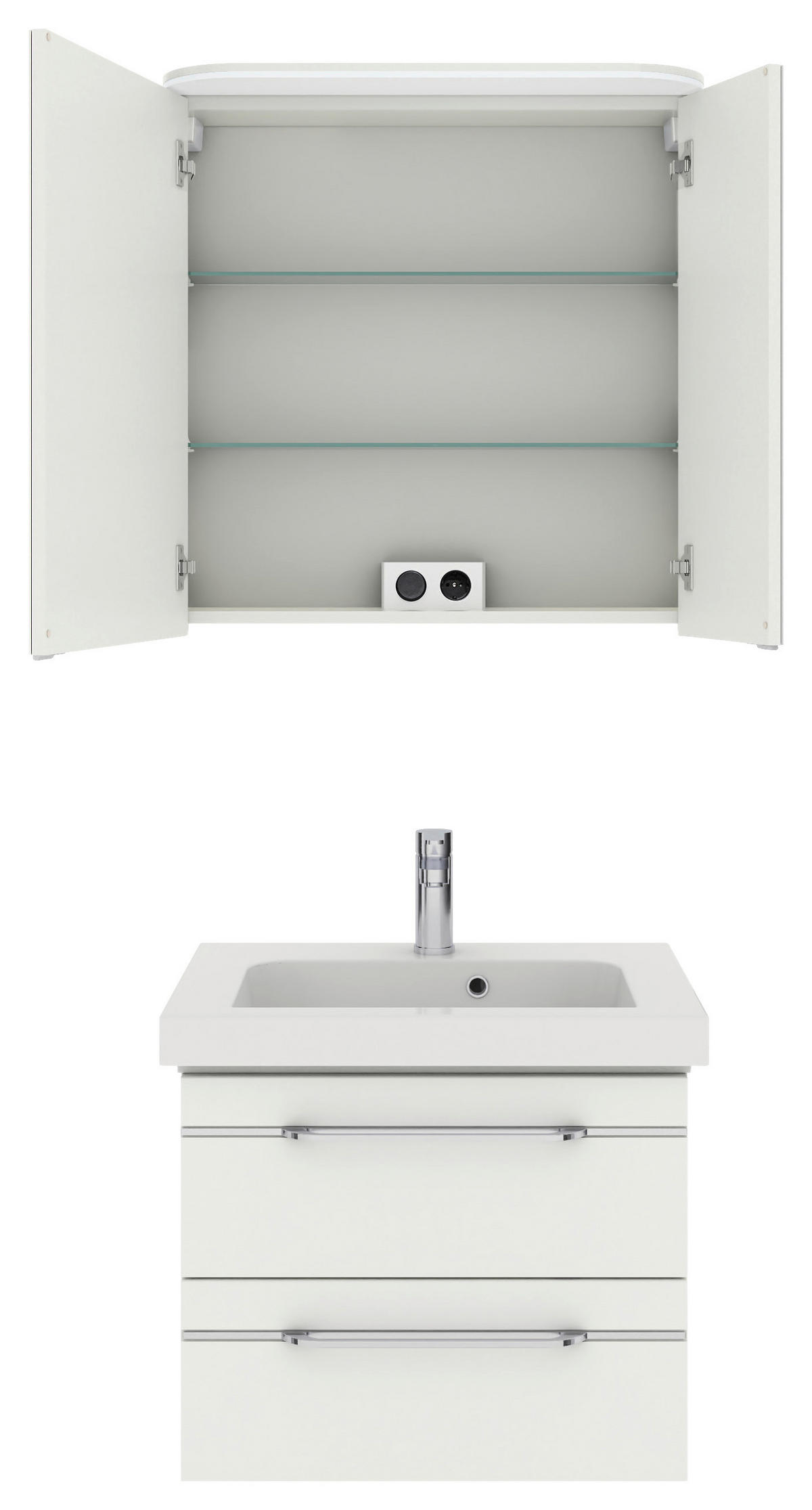 BADEZIMMER 3-teilig  in 70 cm  - Chromfarben/Weiß Hochglanz, KONVENTIONELL, Glas/Holzwerkstoff (70cm) - Pelipal