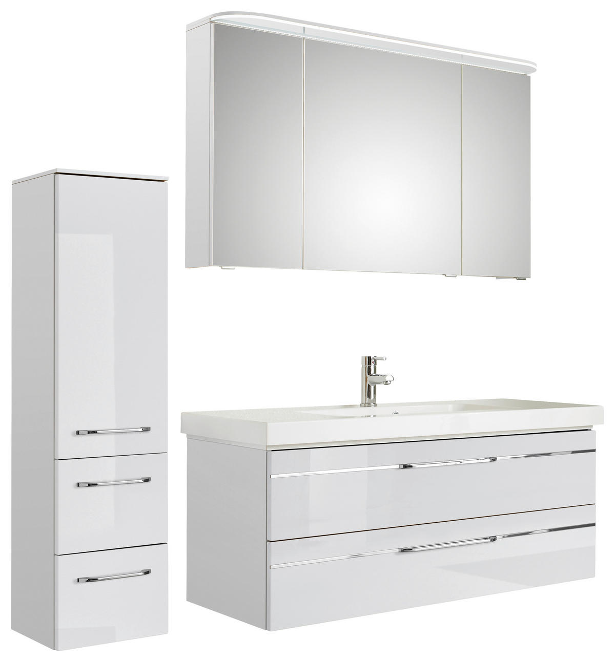 BADEZIMMER 4-teilig  in  - Chromfarben/Weiß Hochglanz, KONVENTIONELL, Glas/Holzwerkstoff (153cm) - Pelipal
