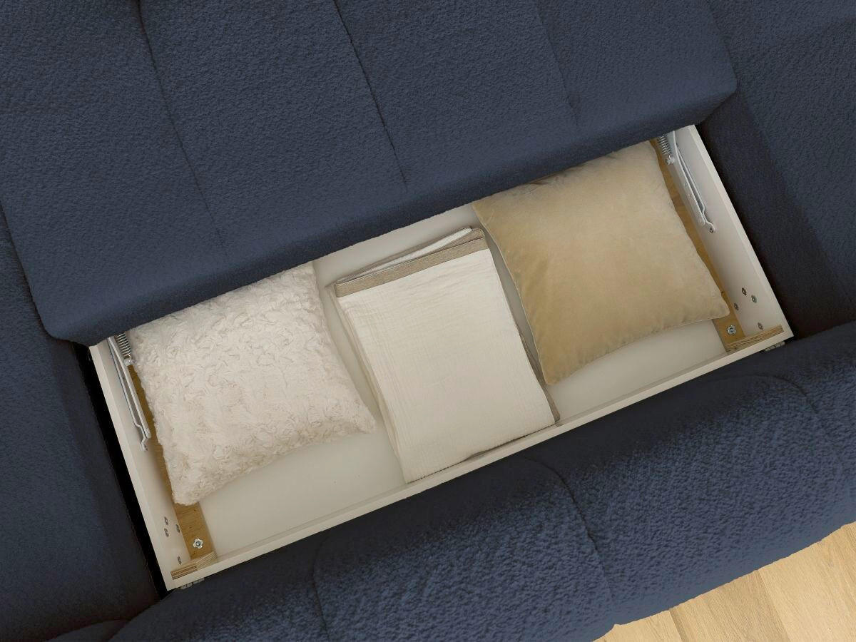 WOHNLANDSCHAFT  FUJI  Dunkelblau Bouclé  - Schwarz/Dunkelblau, MODERN, Kunststoff/Textil (204/377/160cm)