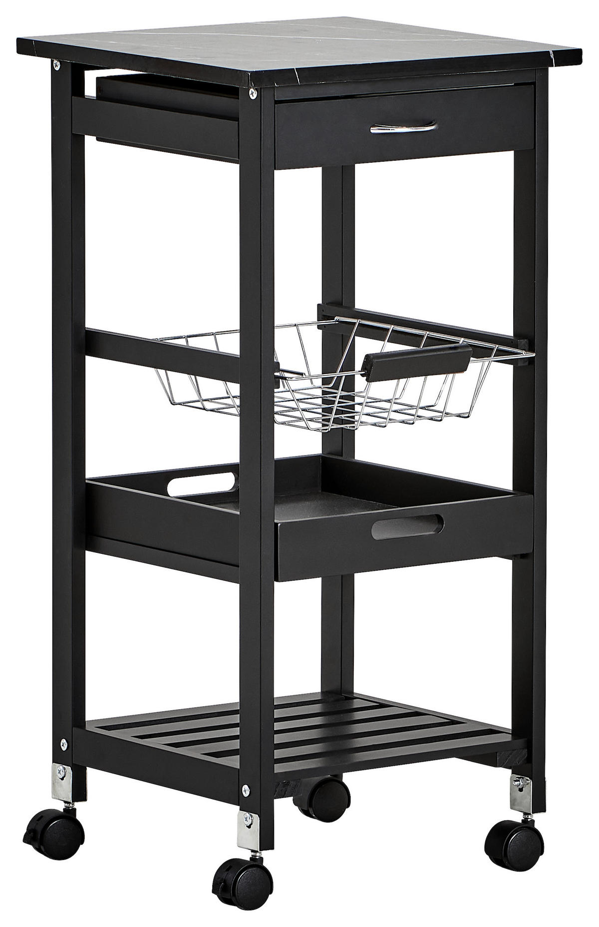 RULLVAGN in massiv svart  - svart, Basics, trä/plast (37/76/37cm) - Homeware Profession.