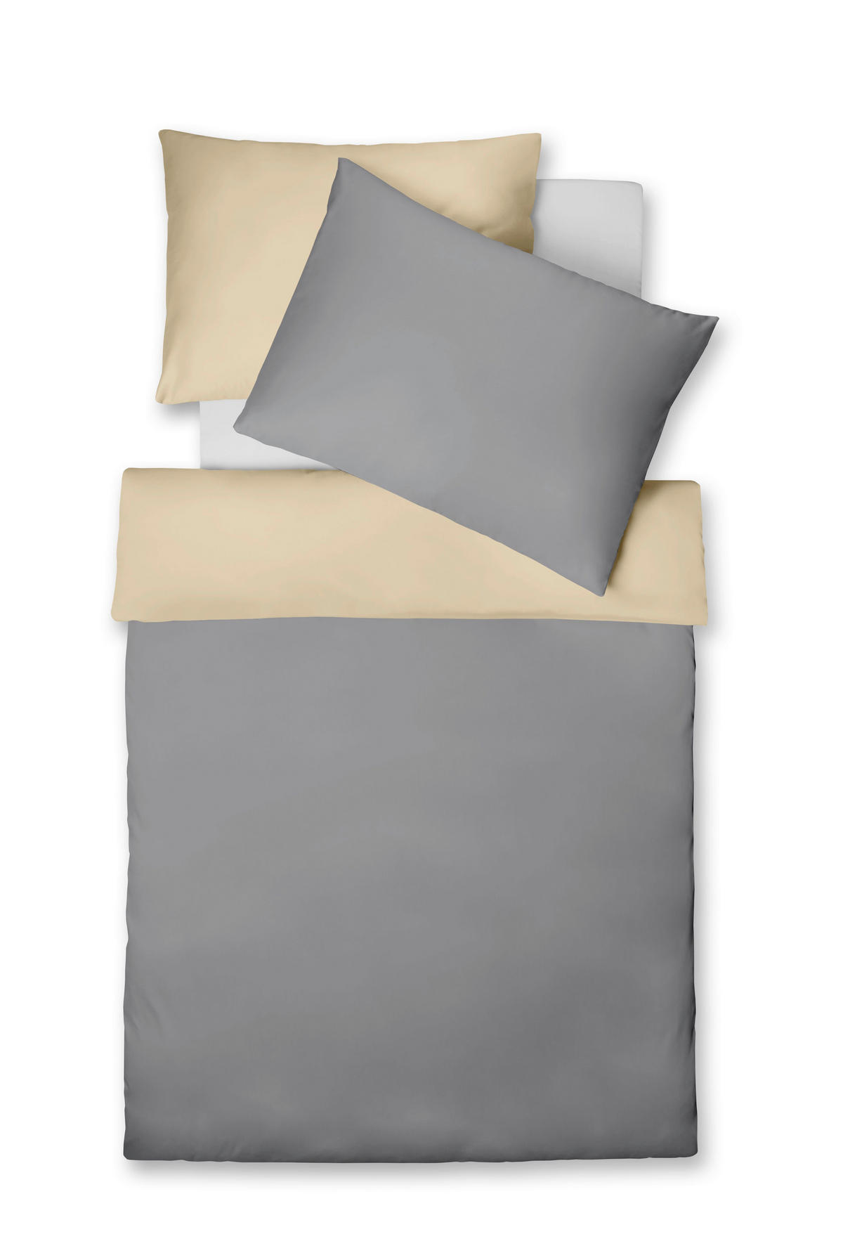 KÉTOLDALAS ÁGYNEMŰHUZAT 140/200 cm  - bézs/szürke, Basics, textil (140/200cm) - Fleuresse