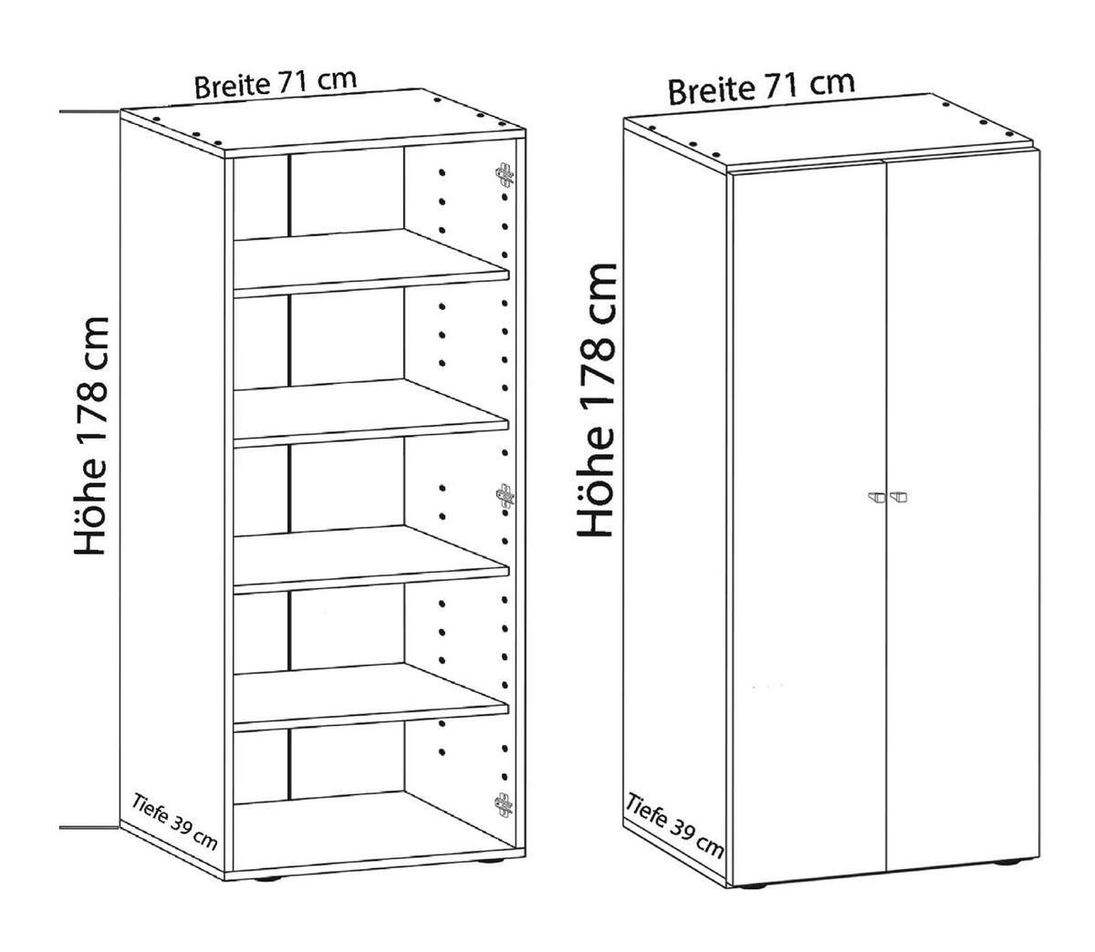 MEHRZWECKSCHRANK 70/178/39 cm  - Weiss/Silberfarben, Design, Holzwerkstoff/Kunststoff (70/178/39cm) - MID.YOU