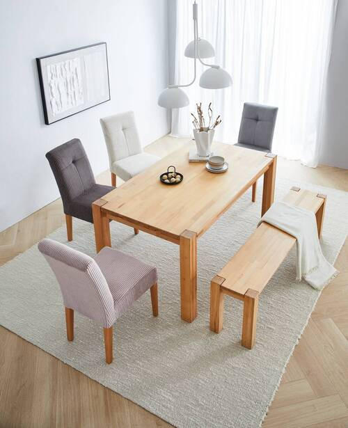 STUHL Cord Braun, Buchefarben Buche massiv  - Buchefarben/Braun, KONVENTIONELL, Holz/Textil (47,5/91,5/63cm) - home24