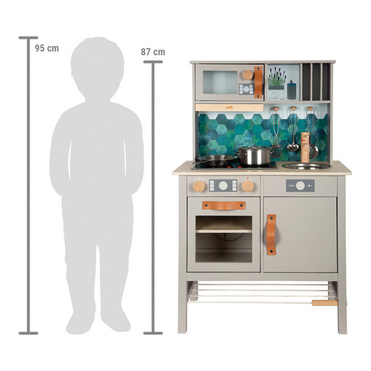 KINDERKÜCHE  - Hellgrau, Basics, Holz/Metall (57/87/28cm) - small foot