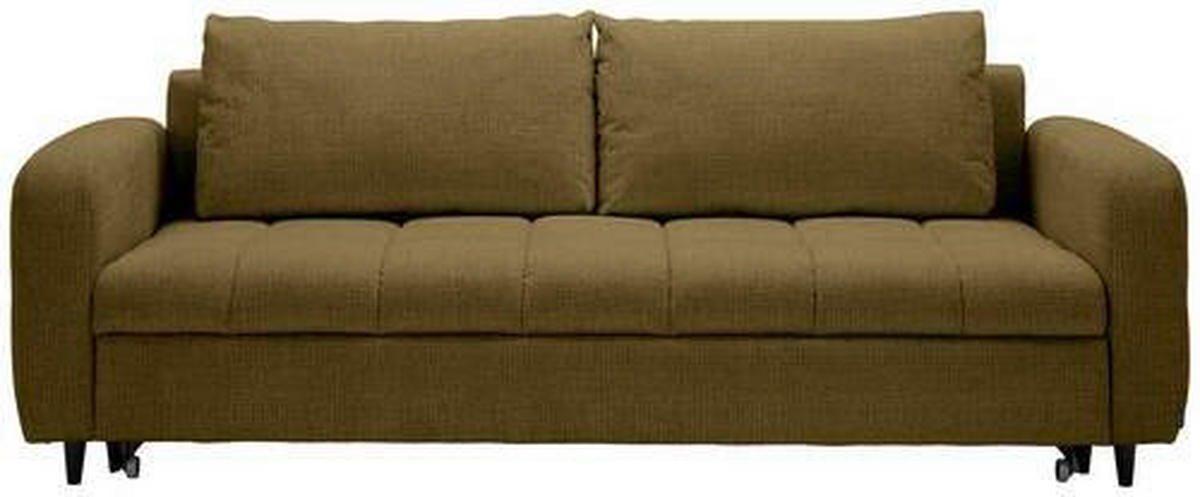 SCHLAFSOFA Flachgewebe Olivgrün  - Schwarz/Olivgrün, Design, Holz/Textil (236/88/101cm) - Lomoco