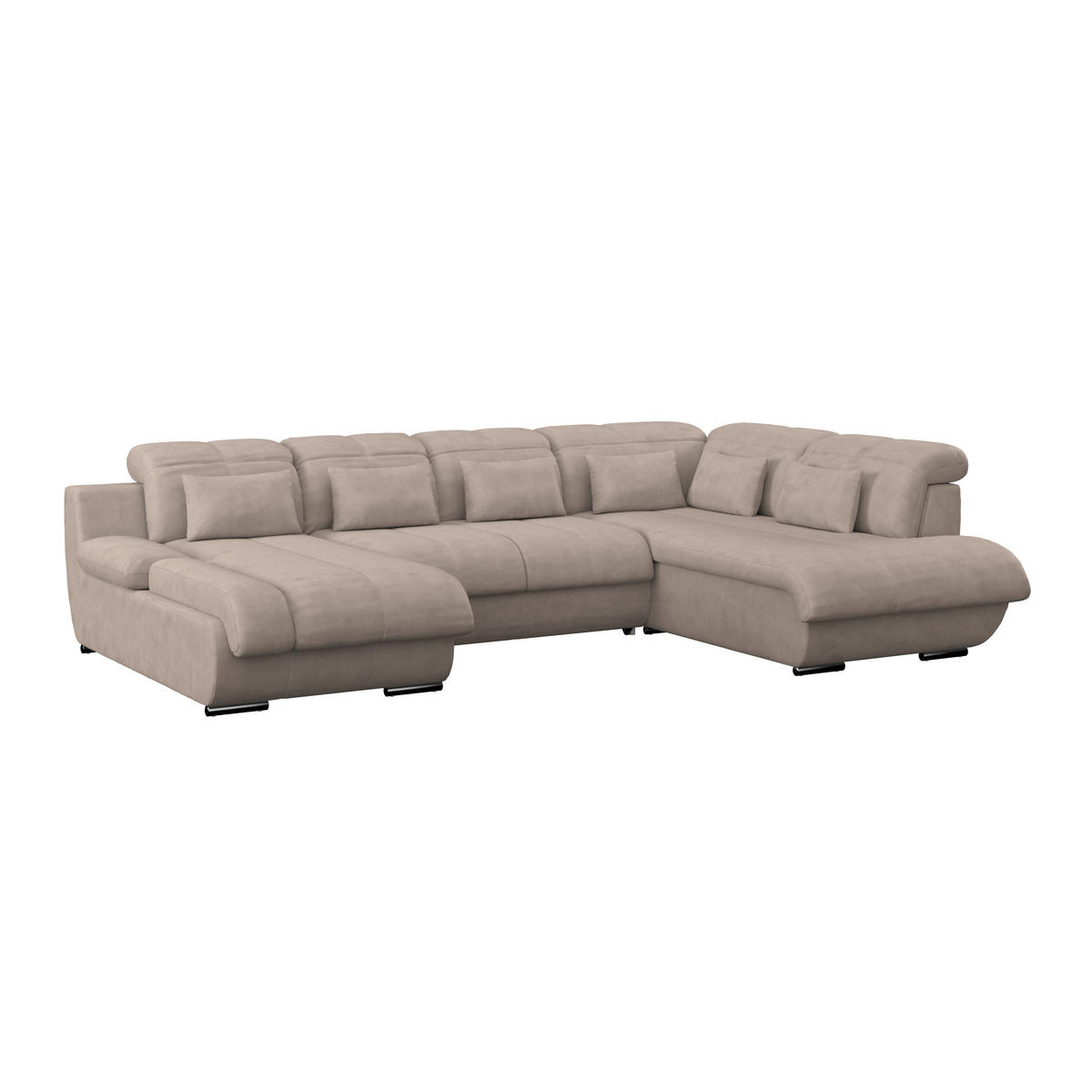 WOHNLANDSCHAFT in Mikrofaser Beige  - Chromfarben/Dunkelgrau, Modern, Textil/Metall (184/345/228cm) - MID.YOU