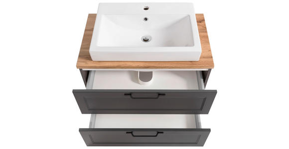 WASCHTISCHKOMBI 80 cm - Eiche Wotan/Schwarz, ROMANTIK / LANDHAUS, Keramik/Holzwerkstoff (80cm) - Xora