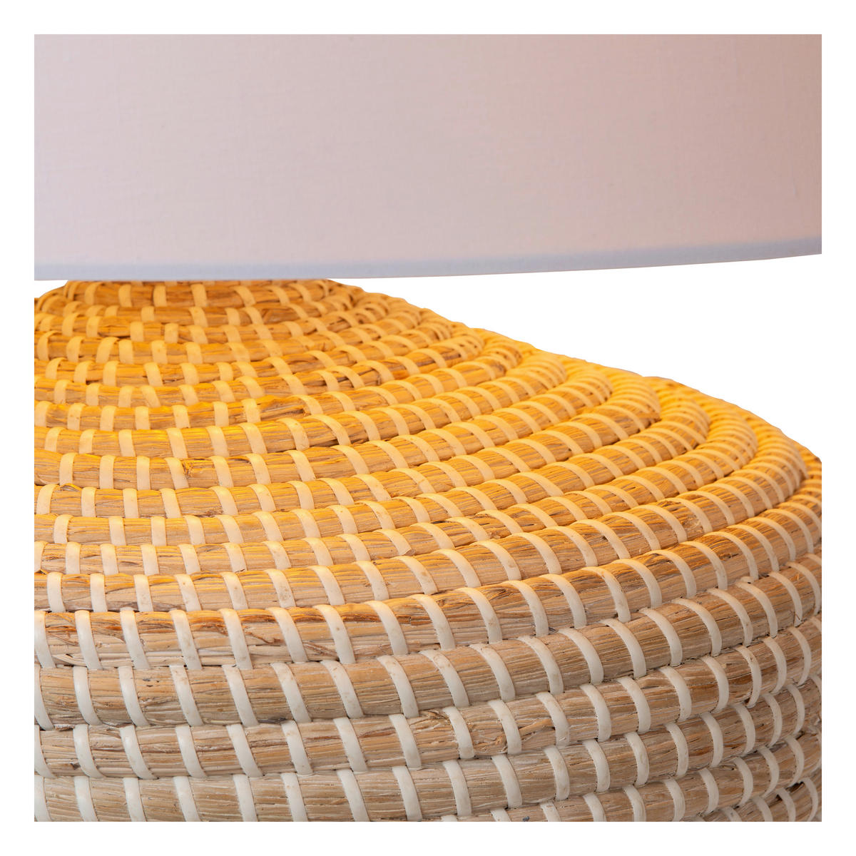 TISCHLEUCHTE - Weiss/Naturfarben, Natur, Textil (45/45/64cm) - Lucide