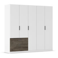 DREHTÜRENSCHRANK in Weiss, Eiche dunkel  - Eiche dunkel/Weiss, Basics, Holzwerkstoff/Metall (226/210/54cm) - Boxxx
