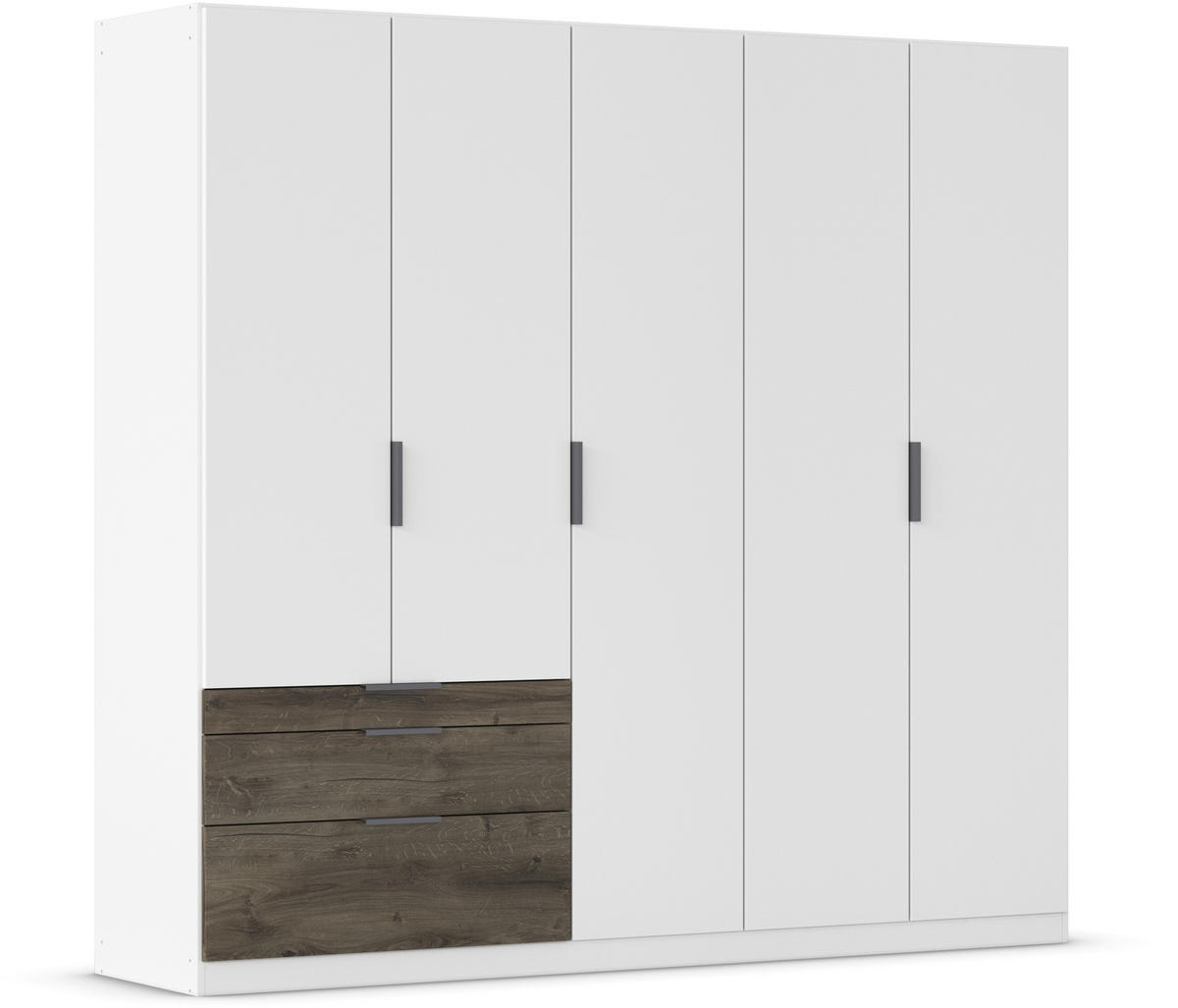 DREHTÜRENSCHRANK in Weiss, Eiche dunkel  - Eiche dunkel/Weiss, Basics, Holzwerkstoff/Metall (226/210/54cm) - Boxxx