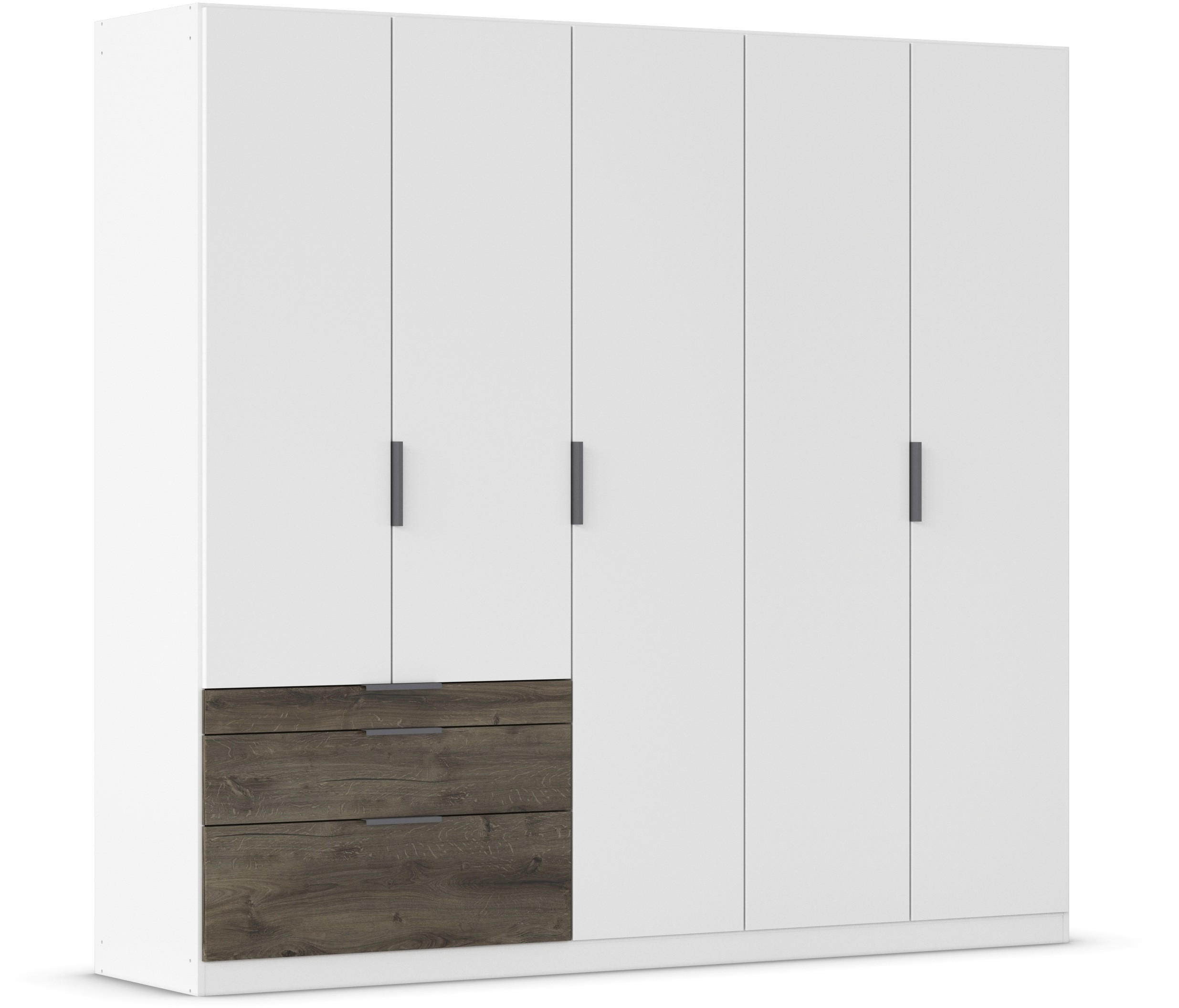 Rauch Möbel Drehtürenschrank Weiß, Eiche dunkel 226x210x54 cm