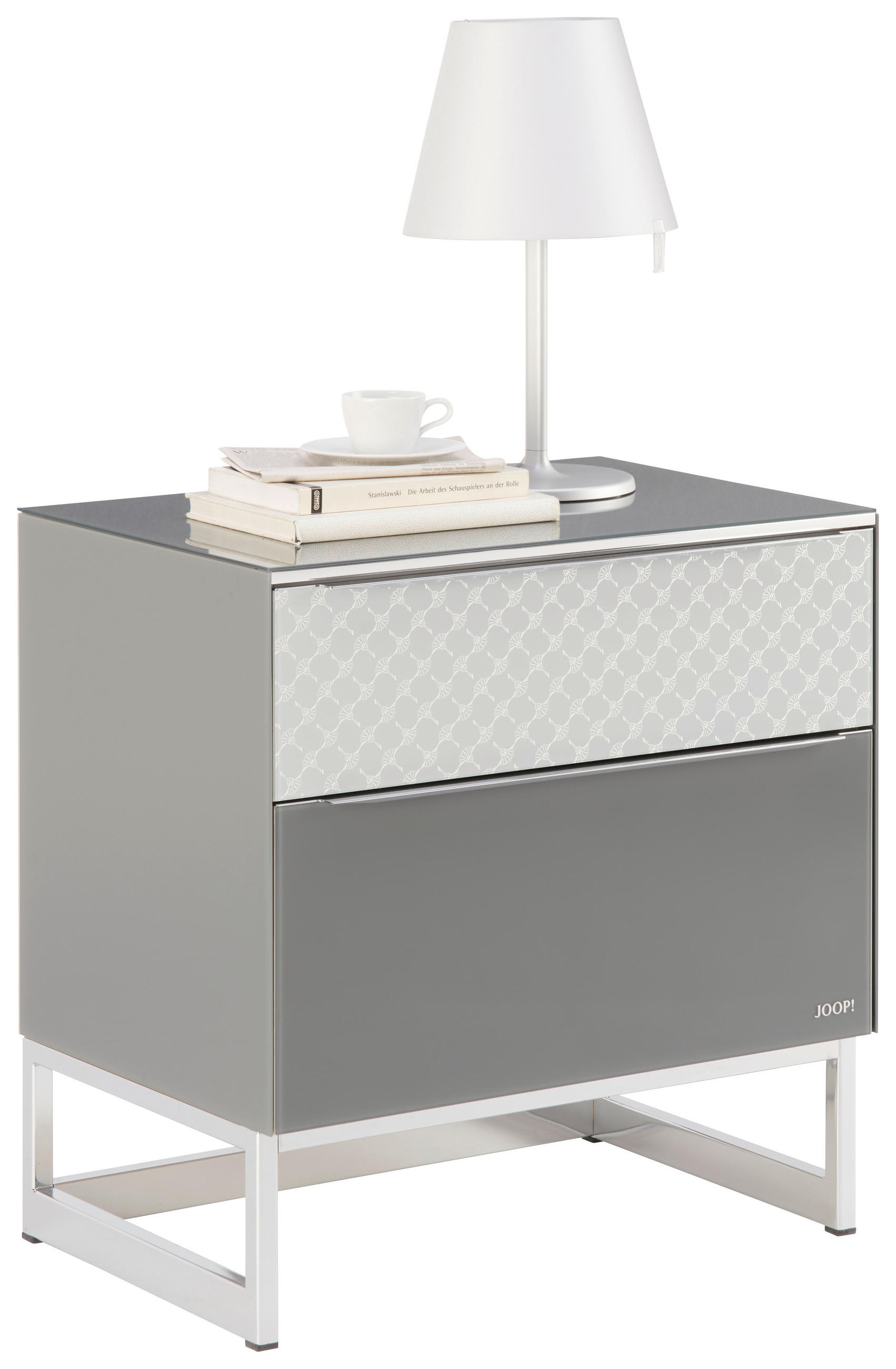 NACHTSCHRANK 58/45/40 cm  - Chromfarben/Dunkelgrau, Design, Glas/Holzwerkstoff (58/45/40cm) - Joop!