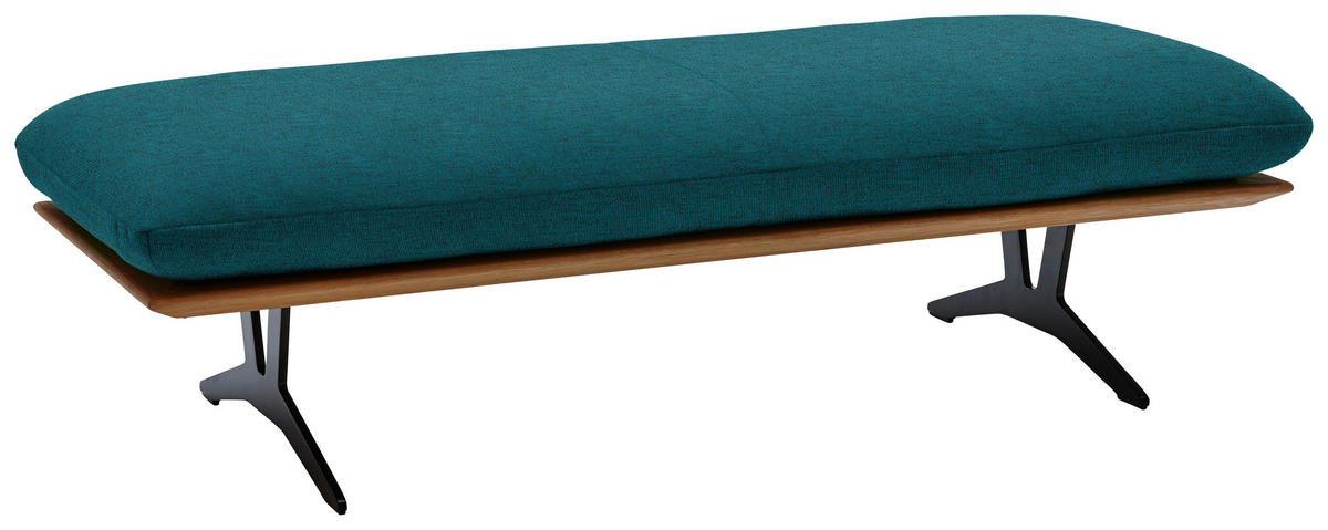 HOCKERBANK in Holz, Textil Petrol  - Petrol/Schwarz, Design, Holz/Textil (150/43/60cm) - Dieter Knoll