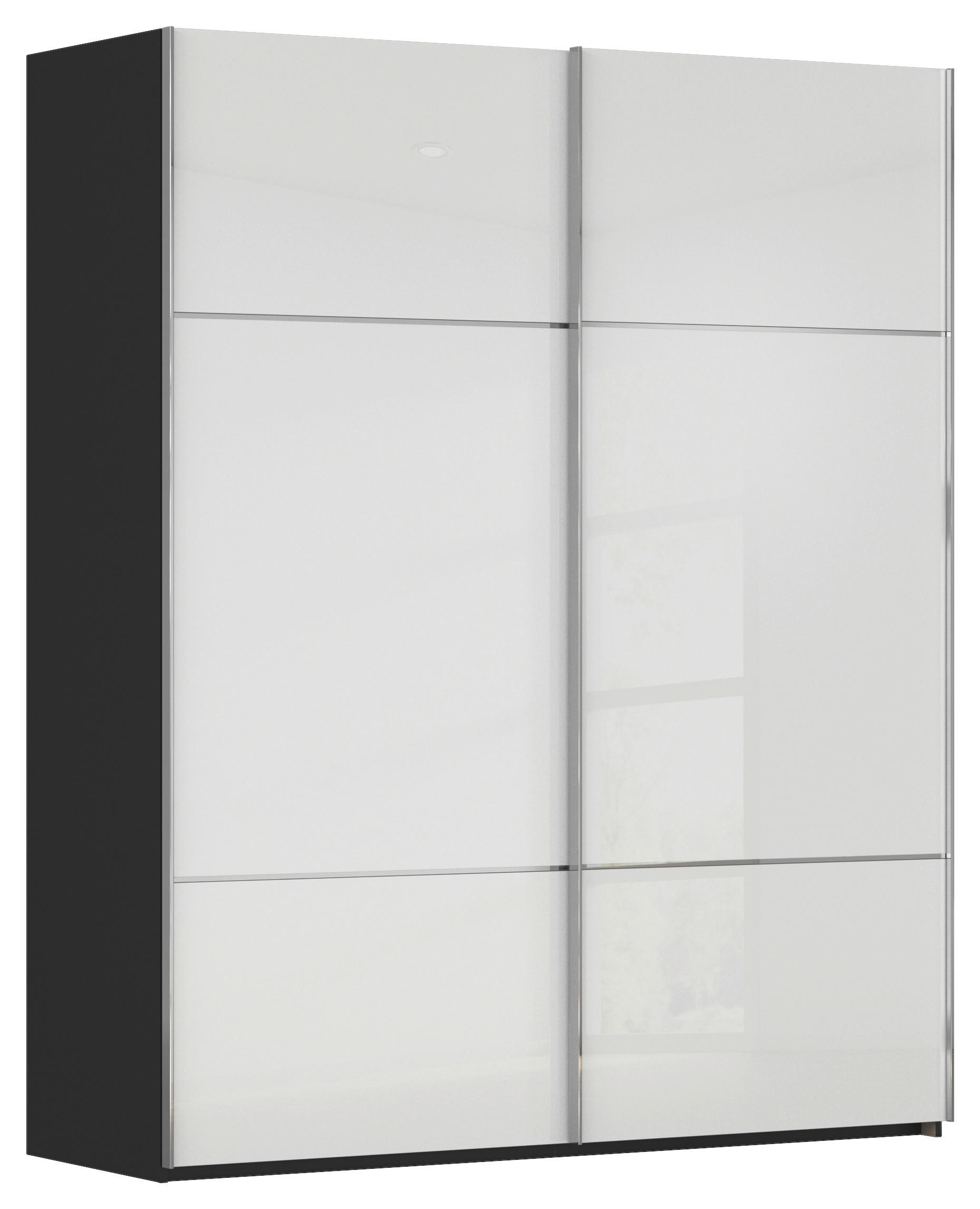 SCHWEBETÜRENSCHRANK 162/223/68 cm 2-türig Schwarz, Weiß  - Chromfarben/Schwarz, KONVENTIONELL, Glas/Holzwerkstoff (162/223/68cm) - Novel