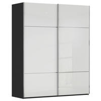 SCHWEBETÜRENSCHRANK 162/223/68 cm 2-türig Schwarz, Weiß  - Chromfarben/Schwarz, KONVENTIONELL, Glas/Holzwerkstoff (162/223/68cm) - Novel