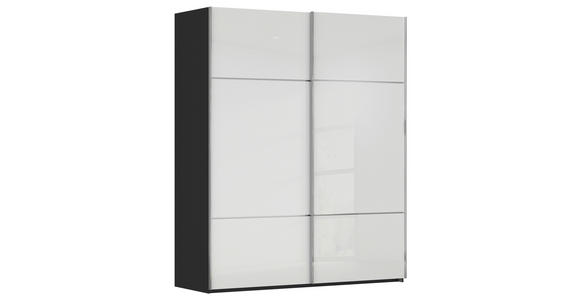 SCHWEBETÜRENSCHRANK 162/223/68 cm 2-türig Schwarz, Weiß  - Chromfarben/Schwarz, KONVENTIONELL, Glas/Holzwerkstoff (162/223/68cm) - Novel