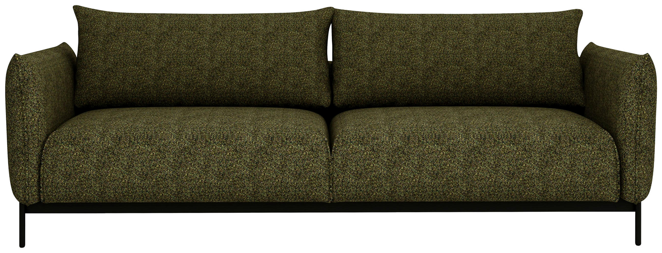SOFA in Chenille Grün  - Schwarz/Grün, Design, Textil/Metall (223/96/95cm) - Livetastic