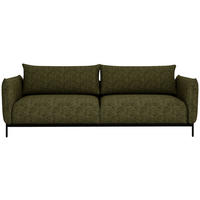 SOFA in Chenille Grün  - Schwarz/Grün, Design, Textil/Metall (223/96/95cm) - Livetastic