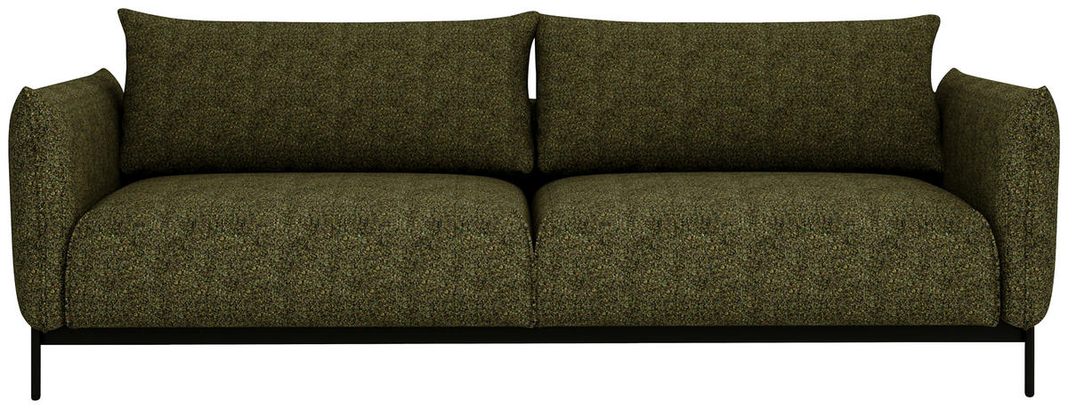 SOFA in Chenille Grün  - Schwarz/Grün, Design, Textil/Metall (223/96/95cm) - Livetastic