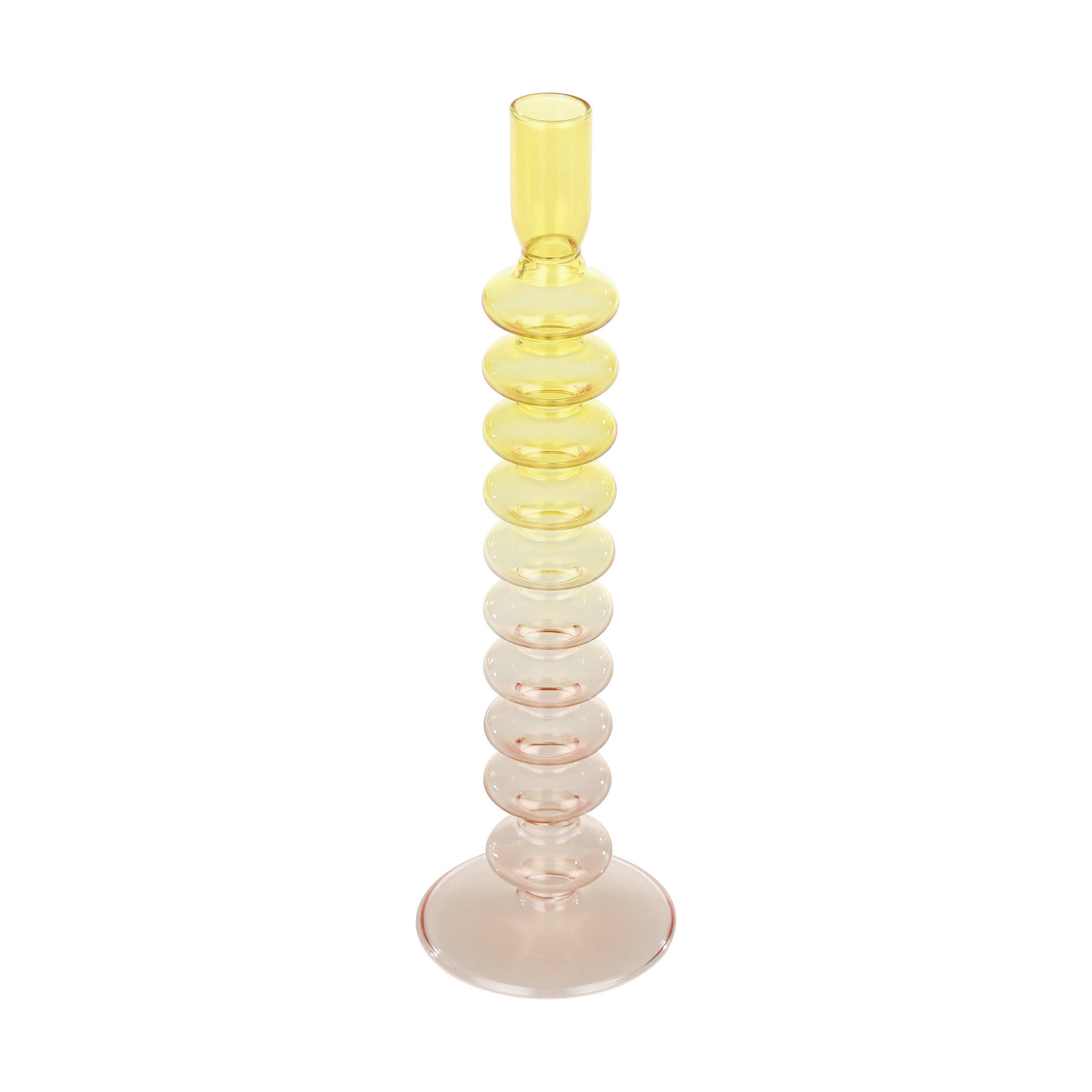 STABKERZENHALTER - Pink/Gelb, LIFESTYLE, Glas (9/29,5cm)