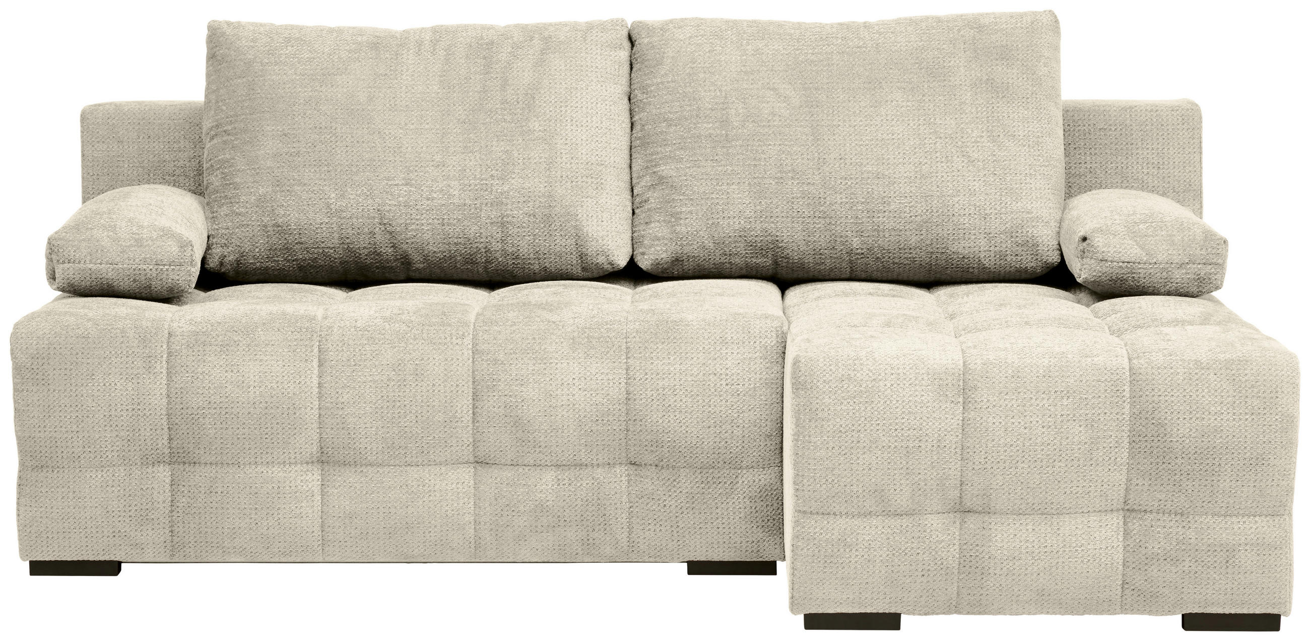 ECKSOFA Greige Chenille  - Greige/Schwarz, MODERN, Kunststoff/Textil (204/145cm) - home24