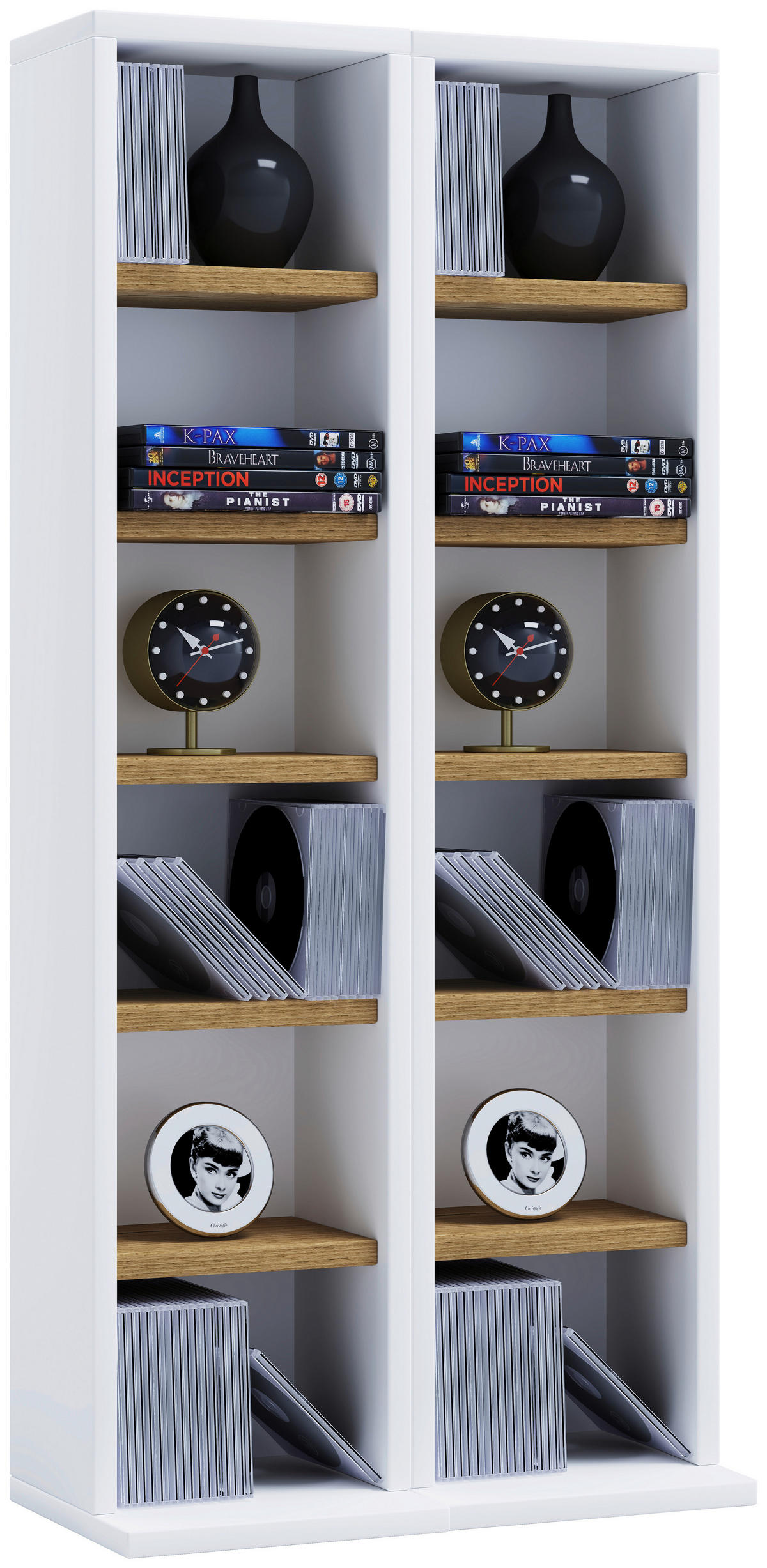 CD-REGAL - Honigeiche/Weiss, Design, Holzwerkstoff (42/91,8/20cm) - MID.YOU