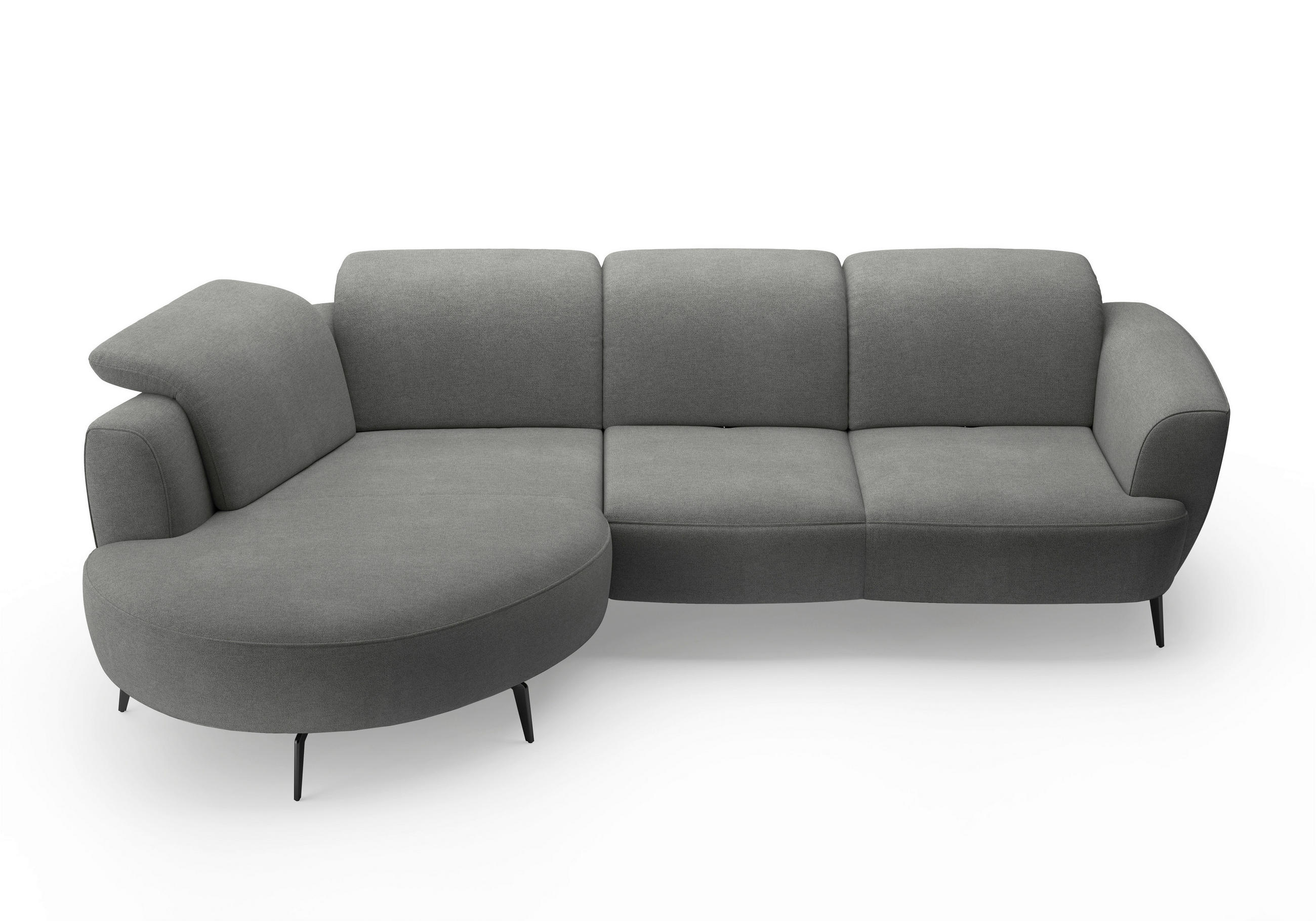 ECKSOFA in Mikrofaser Schlammfarben  - Schlammfarben/Schwarz, Konventionell, Textil/Metall (199/309cm) - Sit & More