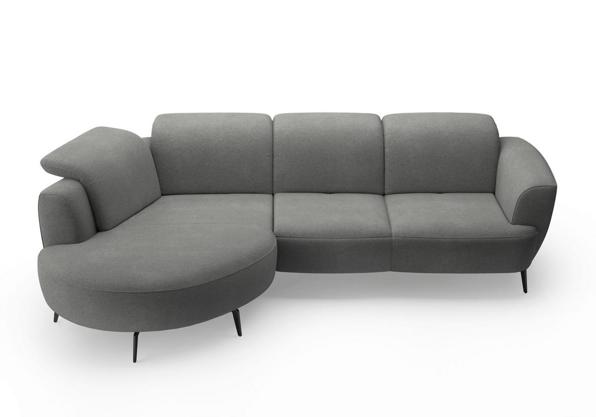 ECKSOFA in Mikrofaser Schlammfarben  - Schlammfarben/Schwarz, Konventionell, Textil/Metall (199/309cm) - Sit & More