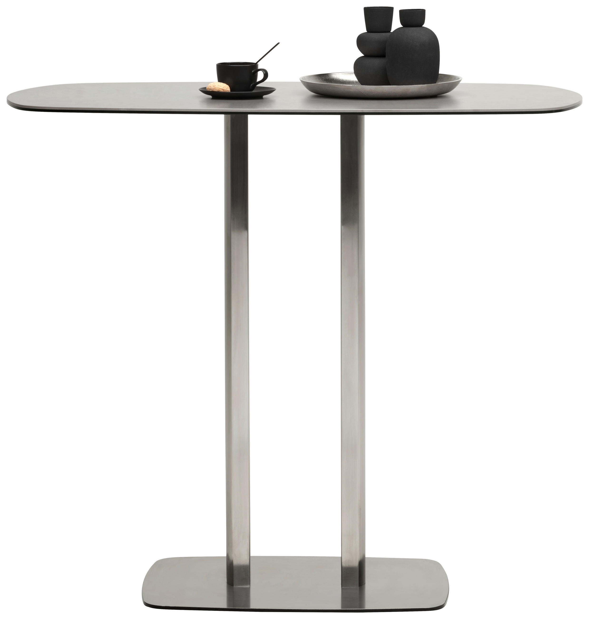 BARTISCH in Metall, Glas, Keramik 120/70/105 cm   - Edelstahlfarben/Grau, Design, Glas/Keramik (120/70/105cm) - Novel